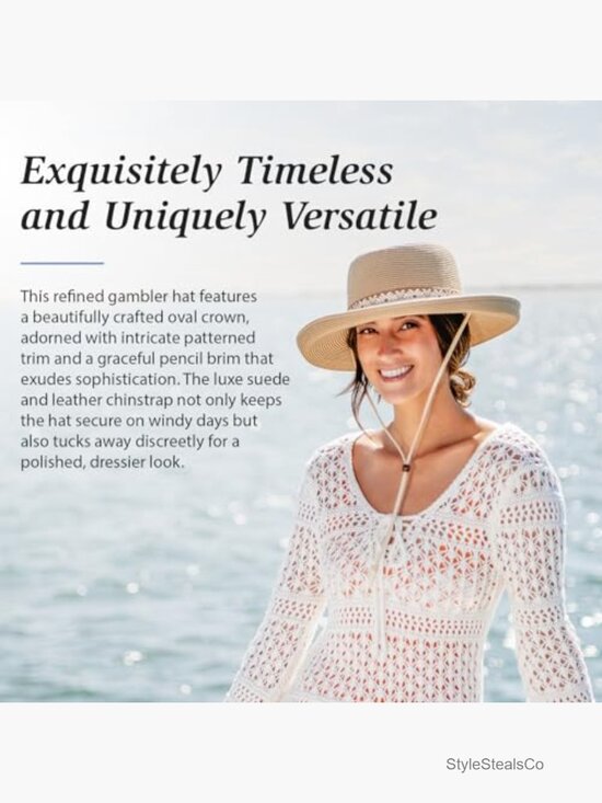 UPF 50+ Wide Brim Sun Hat with Chin Strap, Packable Adjustable main image 6